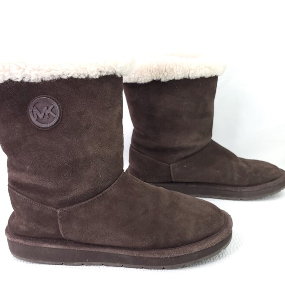 Michael Kors Size 10 MK Brown
Suede Leather Winter Boots Sheep
Fur Lined Booties - Picture 9 of 12